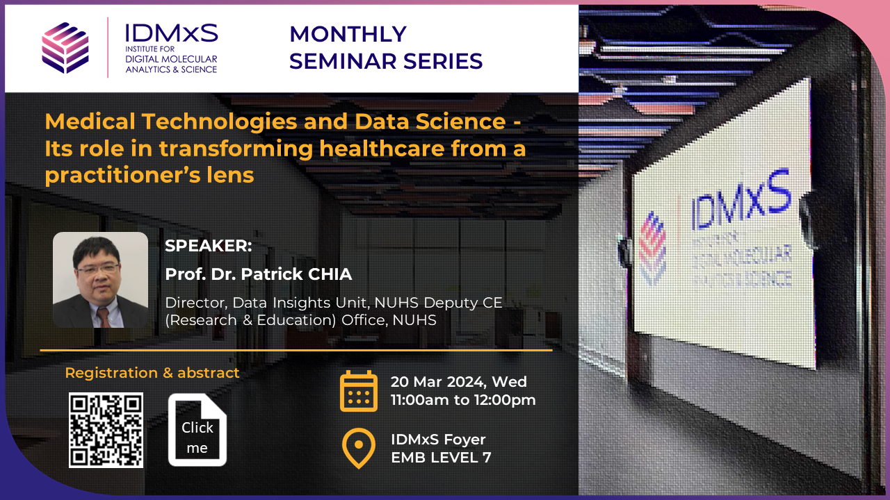 Seminar from Dr Patrick CHIA on 20 March